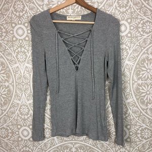 Project Social T | Lace Up Ribbed Shirt